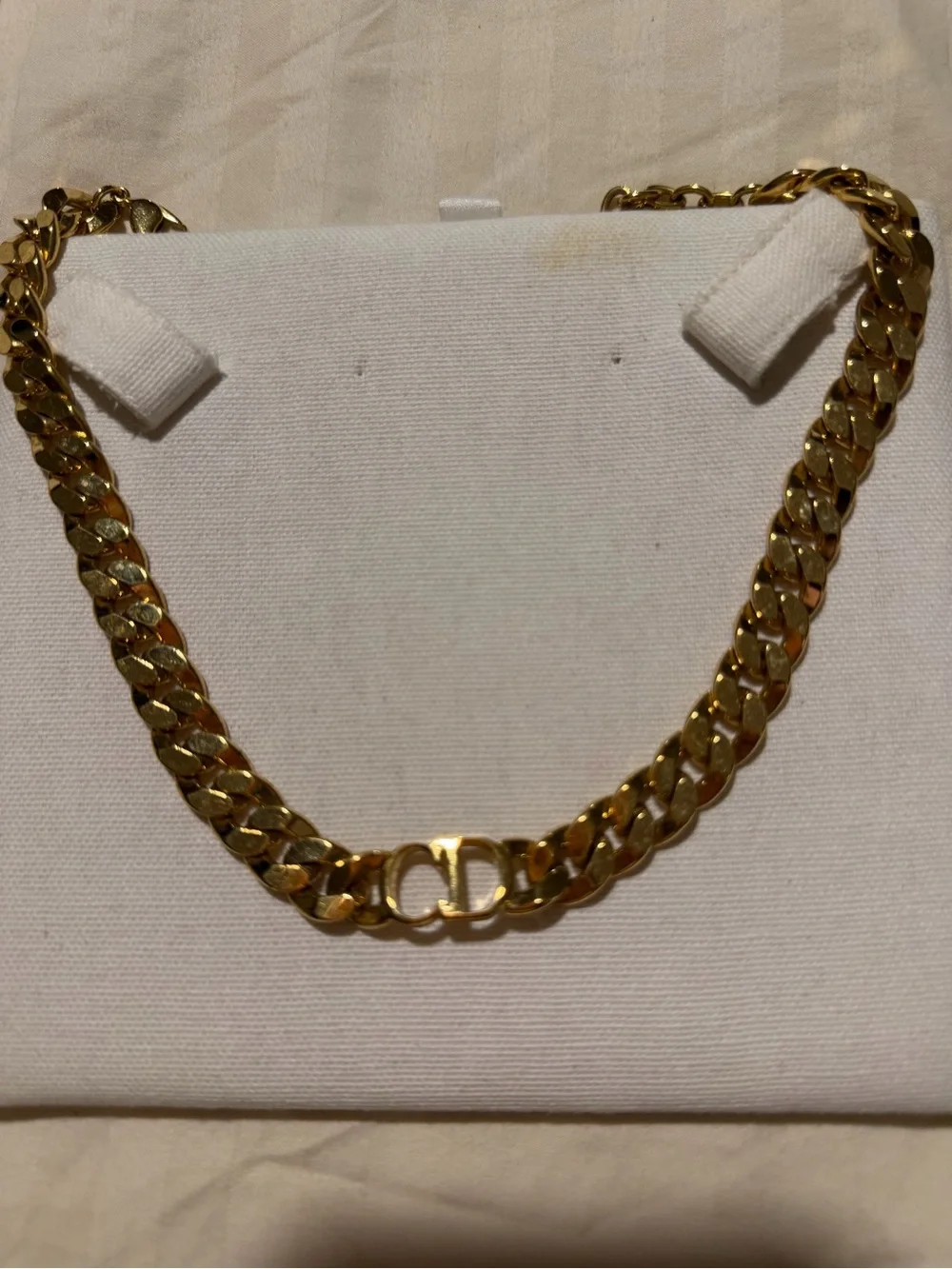 Dior Gold-Tone CD Cuban Link Choker Necklace